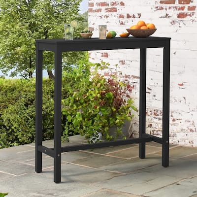 COZYMAN Casual 38 in. Outdoor & Indoor Rectangular Patio Bar Table Wood Dining Table