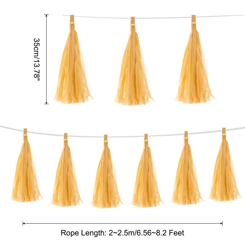 15Pcs Tassel Garland Banner with Rope - Dark Yellow