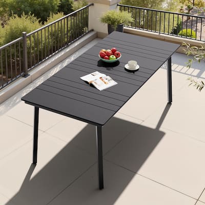Crestlive Products Outdoor Rectangle Patio Dining Table with Umbrella Hole