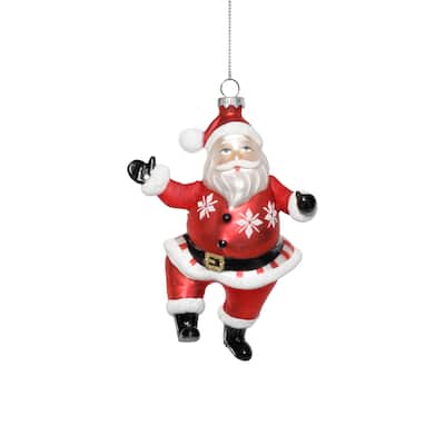 Glass Dancing Santa Christmas Hanging Ornaments, Set of 6