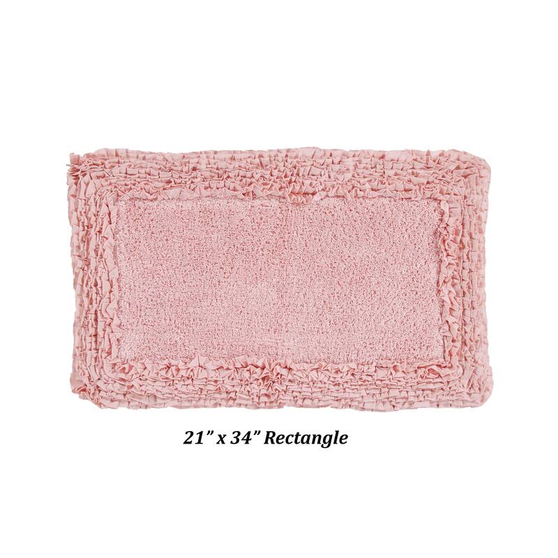 Better Trends Shaggy Border Collection Bathroom Rug -100% Cotton Tufted, Non-Skid Spray Latex Backing, Machine Washable Bath Mat