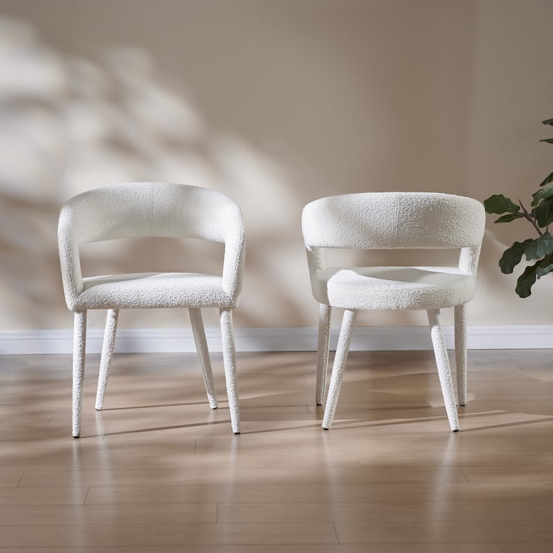 Modern Fort Boucle Upholstered Dining Chair (Set of 2) - Dining Height - Set of 2 - White