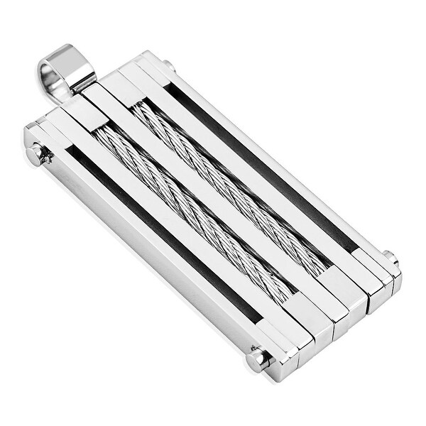 Rectangle with Wire Center 316L Stainless Steel Pendant (19.6 mm Width)