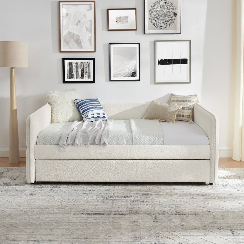 Daybed with Trundle Upholstered Tufted Sofa Bed