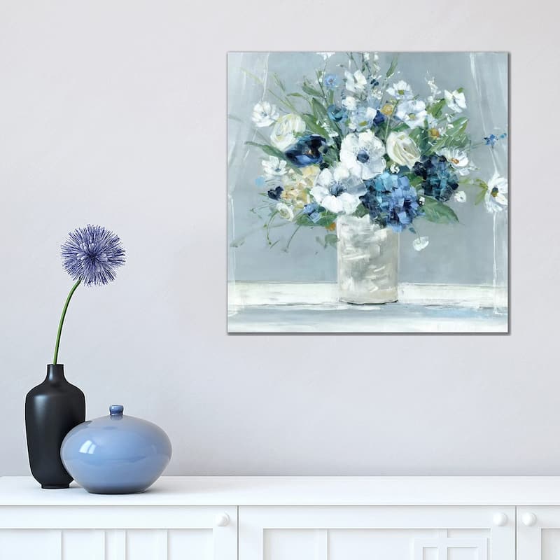 iCanvas "Be Happy Blue" by Sally Swatland Canvas Print - 18x18x1.5