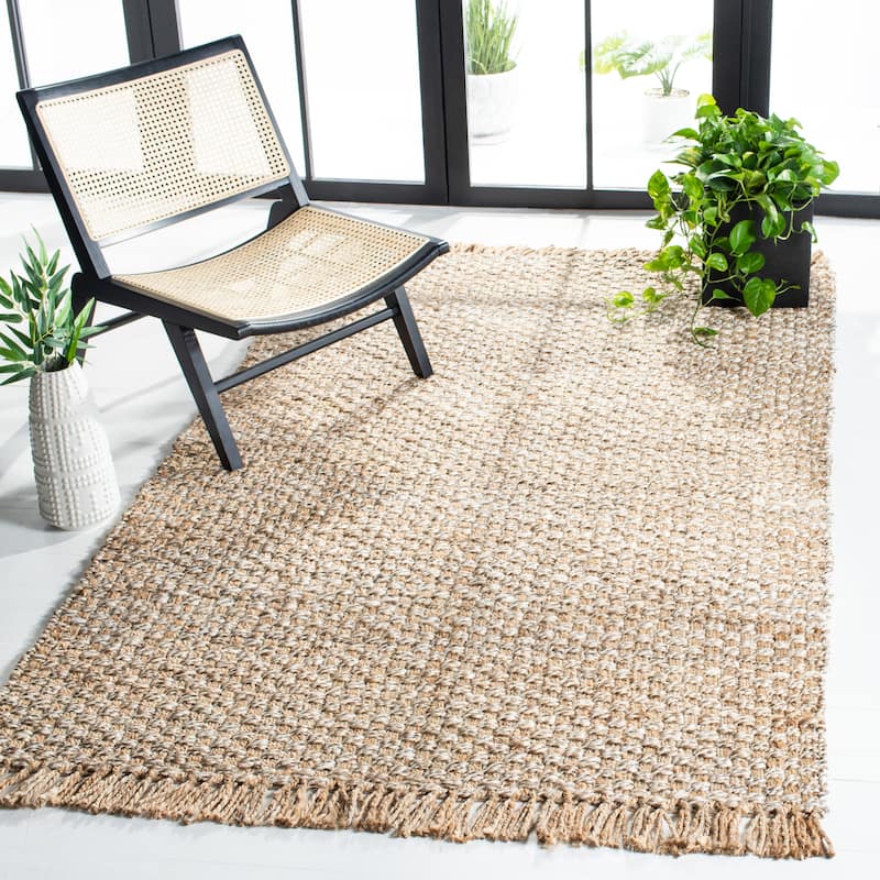 SAFAVIEH Flatweave Natural Fiber Tzipporah Casual Solid Jute Rug - 8' x 10' - Natural/Grey - Rectangle