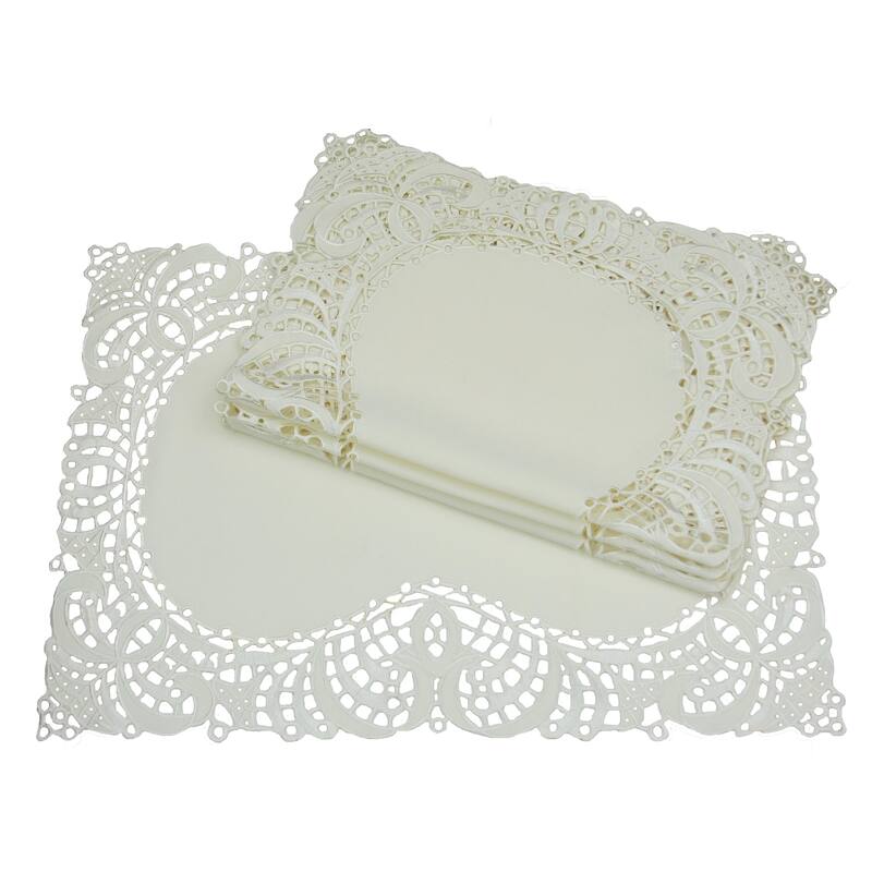 Dainty Lace-12x18-Placemats-Set of 4-Ivory - 12 x 18