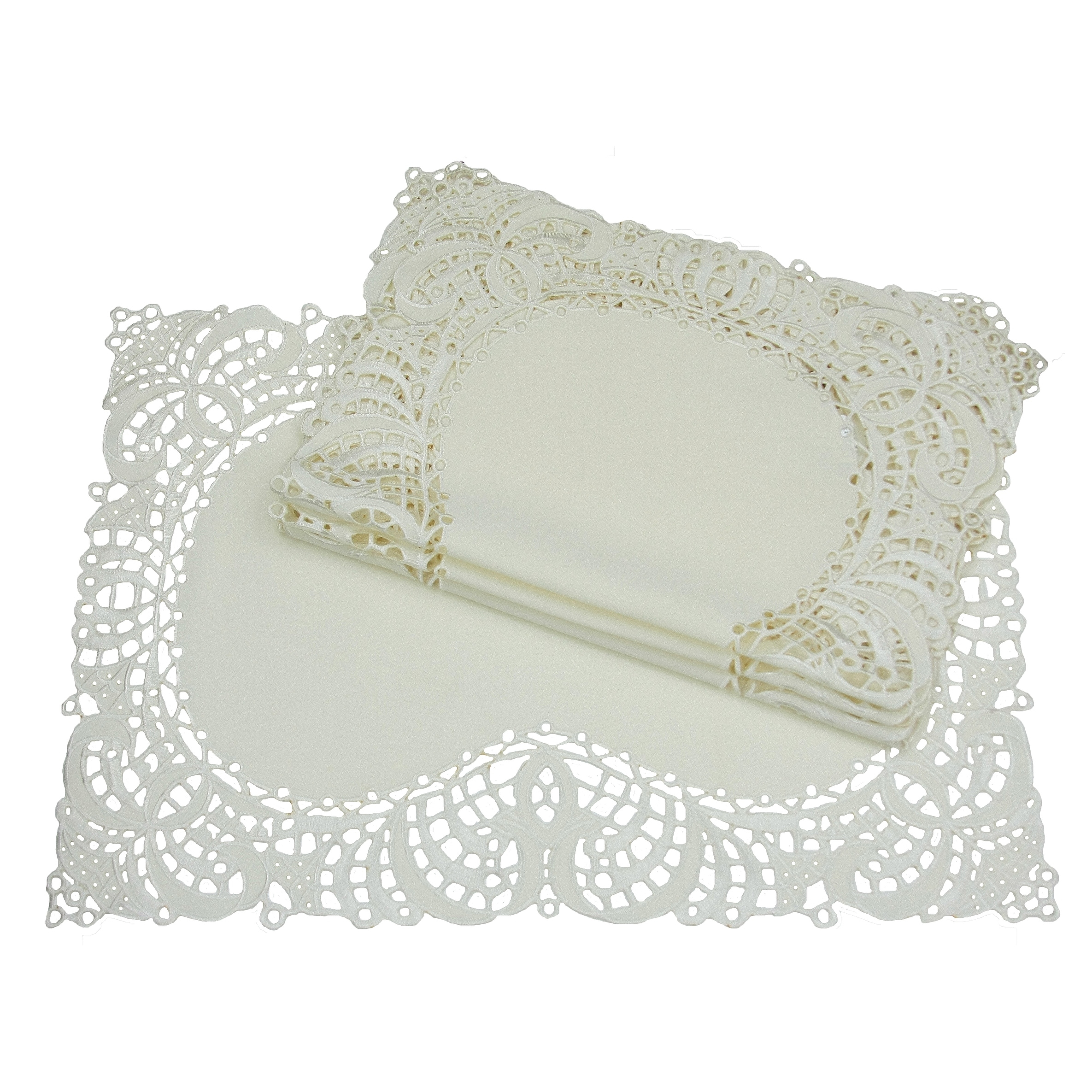 Dainty Lace-12x18-Placemats-Set of 4-Ivory - 12 x 18