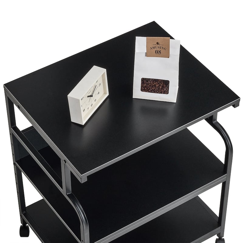 Javlergo 3-Tier Rolling Printer Stand with Locking Wheels Charging Station & AC/USB Outlets Mobile Office Storage Cart