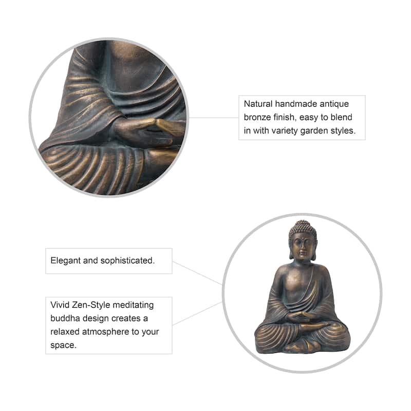 Glitzhome Zen-Style MgO Meditating Garden Buddha Statues Monk Sculpture Indoor Outdoor