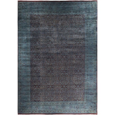 Overdyed One-of-a-Kind Hand-Knotted Area Rug - Gray - 12' 2" x 17' 4"