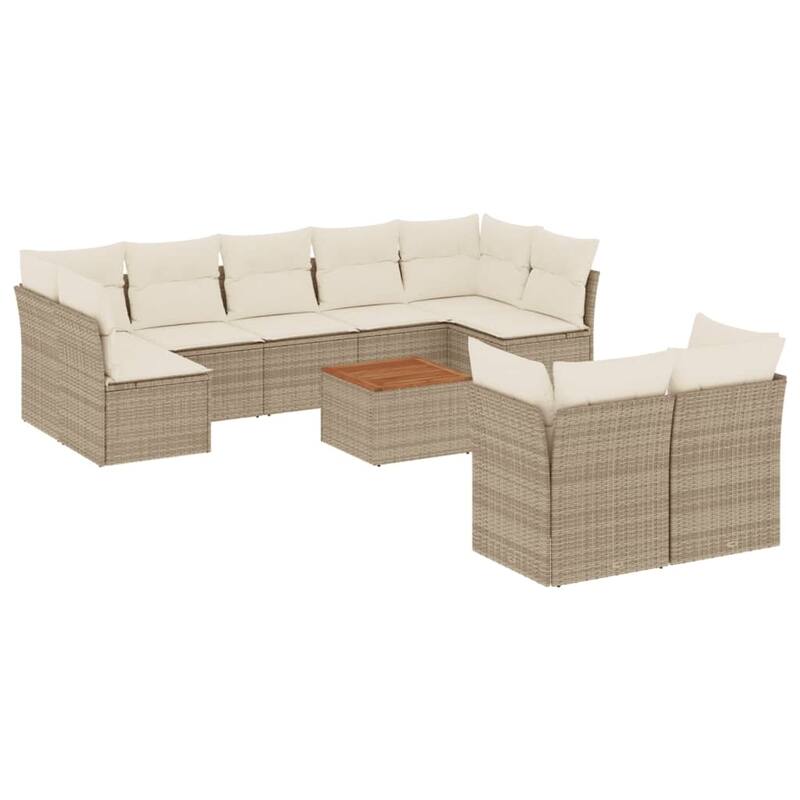 vidaXL Patio Sofa Set with Cushions Outdoor Furniture 10 Piece Poly Rattan - 21.7 x 21.7 x 14.6