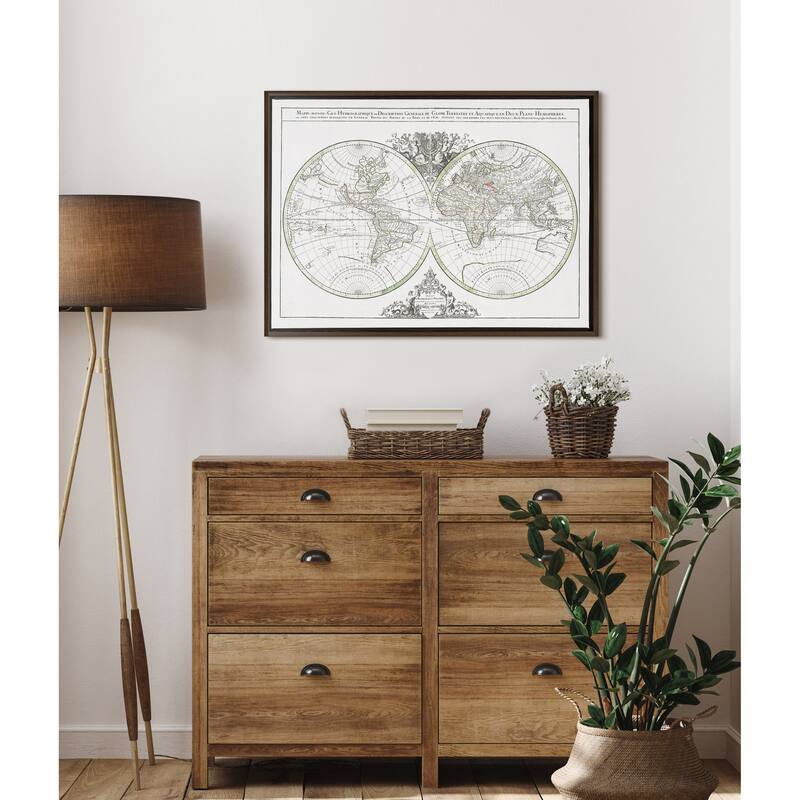 Kate and Laurel Sylvie World Map Framed Canvas by Corinna Buchholz