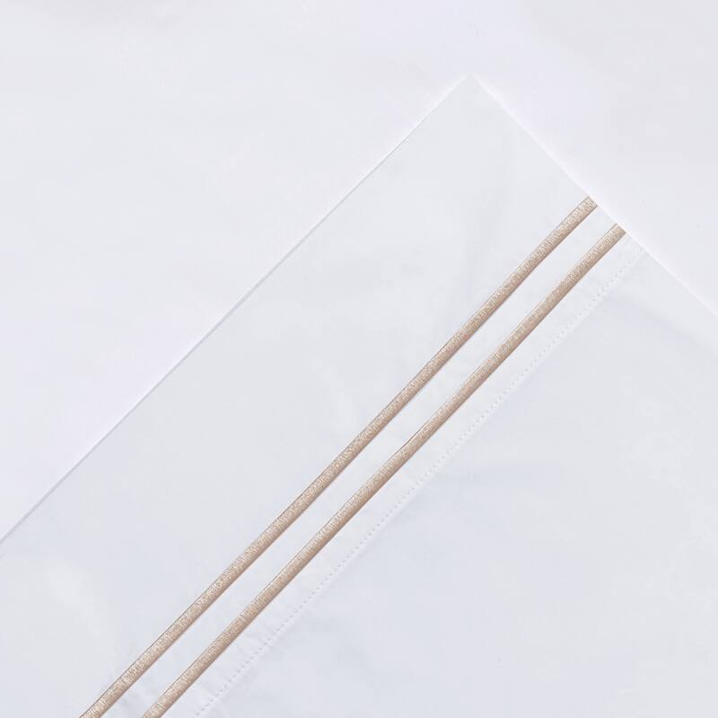 Pointehaven 300 TC Percale 100% Long Staple Cotton Cooling Double Satin Embroidered Stitch Oversized Sheet Set