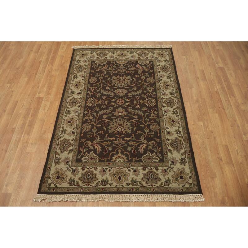 Hand Knotted Oriental 100% Wool Carpet Traditional Brown Sumak Area Rug - 6' 1'' X 4' 1''