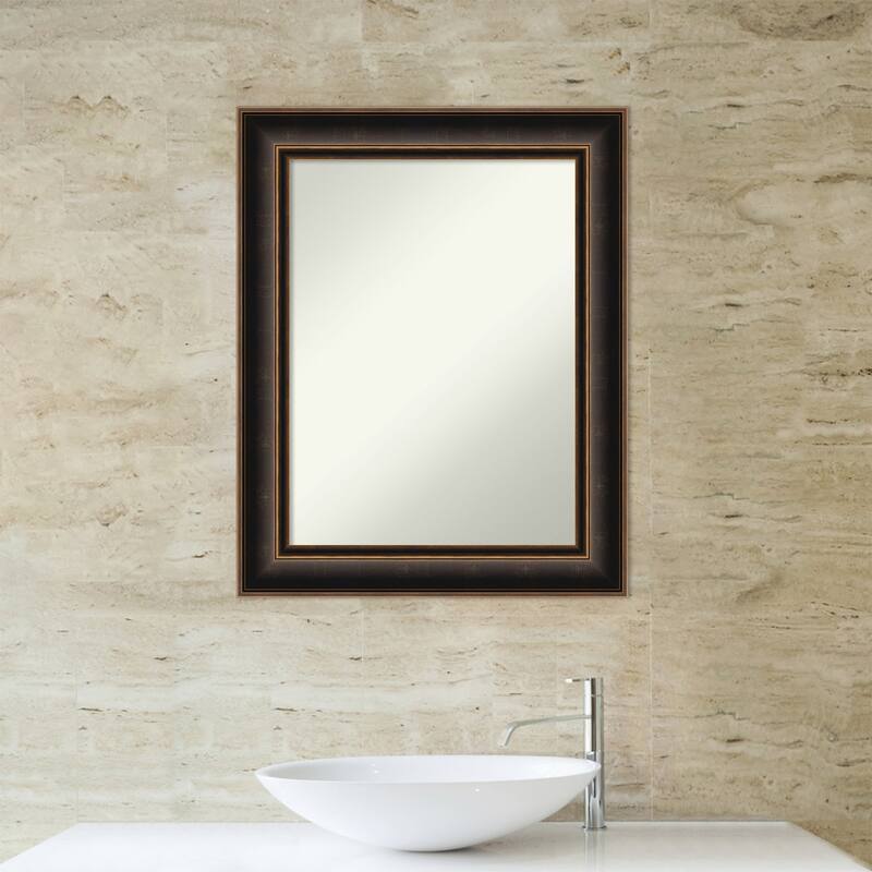 Villa Oil Rubbed Bronze Non-Beveled Wood Framed Bathroom Vanity Wall Mirror - Villa Oil Rubbed Bronze