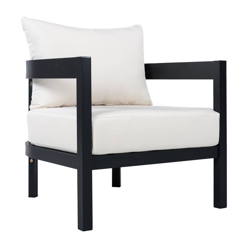 Christopher Knight Home - Modern 4-Piece Outdoor Aluminum Patio Conversation Set with Oval Glass Coffee Table & Cushions