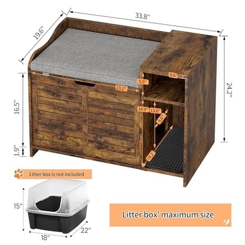 Cat Litter Box Enclosure with Top Opening, Privacy Cabinet