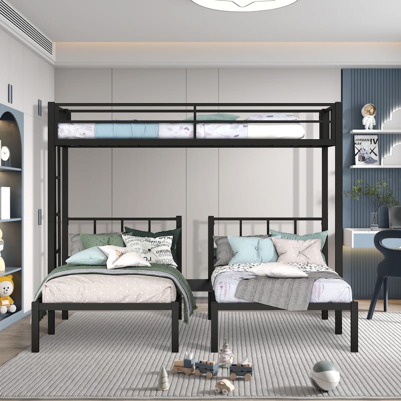 Metal Triple Bunk Bed, Space-Saving Bed Frame