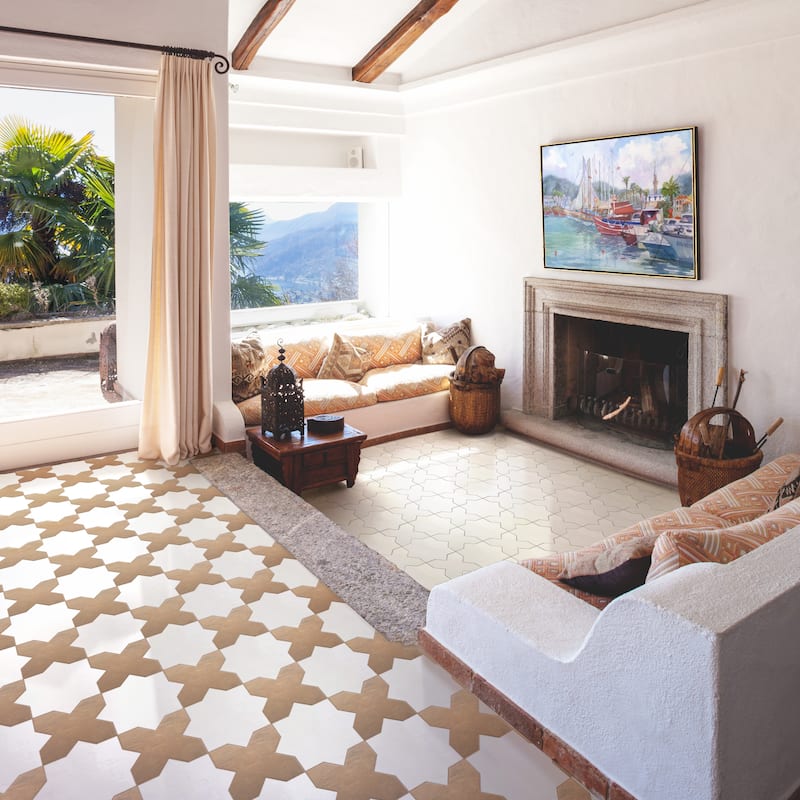 Merola Tile Argile Star Bianco 7" x 7" Porcelain Floor and Wall Tile - (1 Tile)