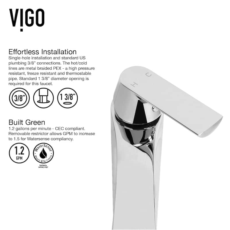 VIGO Linus 12" H Single Handle Single Hole Bathroom Vessel Faucet