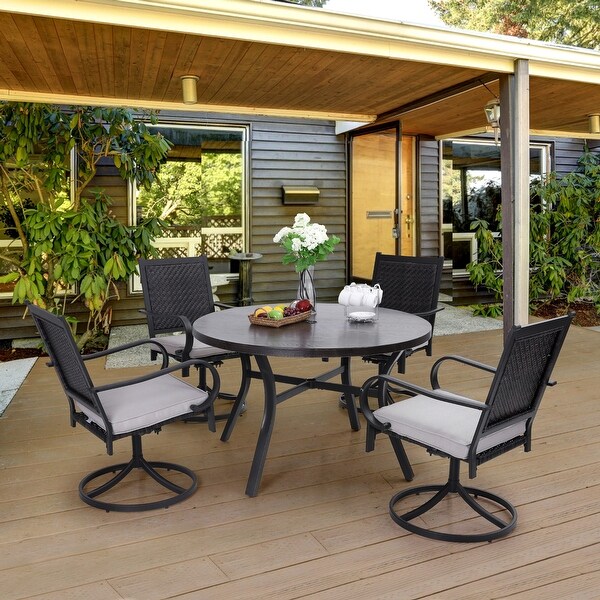 Sophia & William 5-piece Patio Dining Set, 4 Rattan Swivel Chairs with