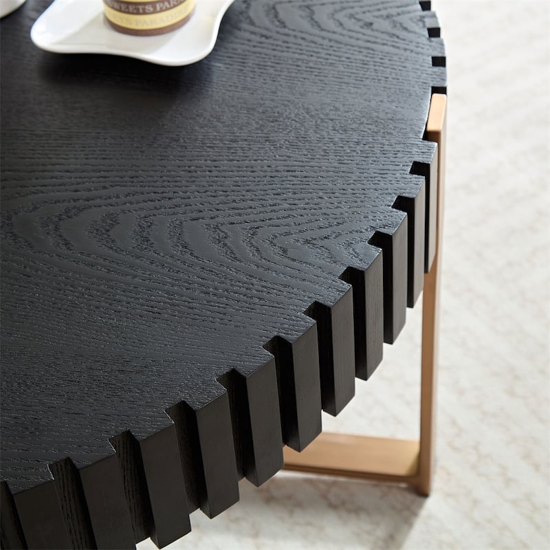 Modern 31.5" Round Coffee Table with Sturdy Metal Pedestal