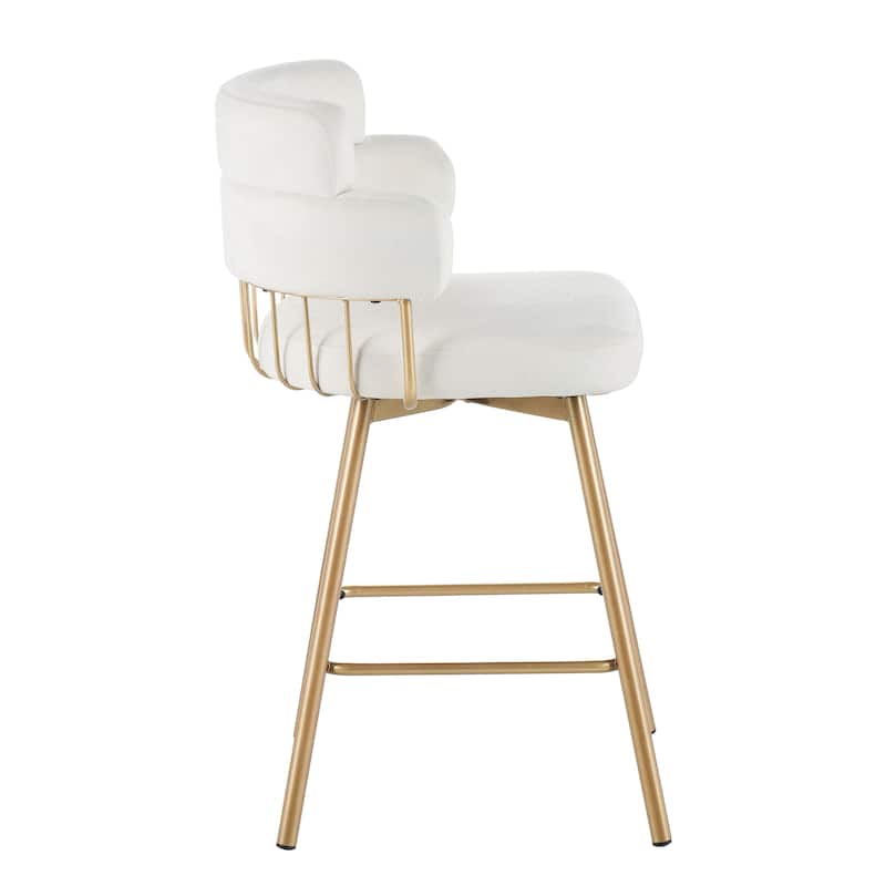 Upholstered Swivel Counter Height Bar Stools Dining Chairs Set of 2