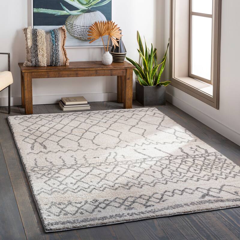 Livabliss Transitional Andorra Trellis Area Rug - 6'7" x 9' - Khaki