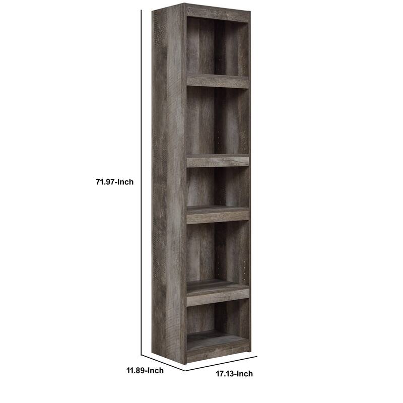 72 Inches 5 Tier Wooden Pier with Adjustable Shelves, Gray