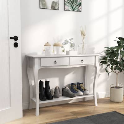 Modern Console Table with 2 Drawers and Bottom Shelf
