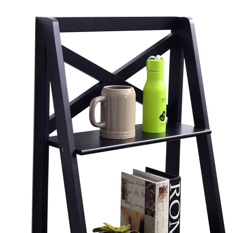 4-Tier Leaning Free Standing Ladder Shelf Bookcase - 20" x 18" x 56" (L x W x H)