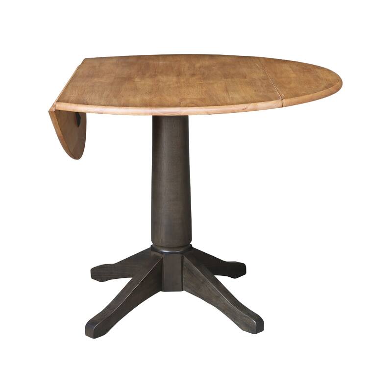 42 in. Round Top Dual Drop Leaf Pedestal Dining Table