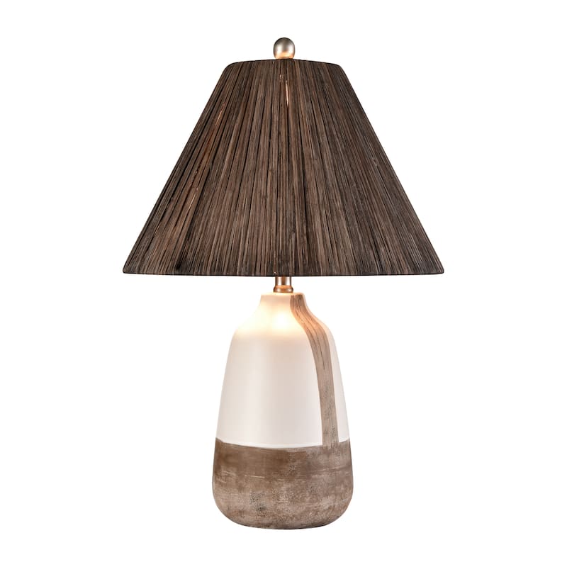 Elk Home Kirkover White Glazed With Woven Rattan Shade Table Lamp