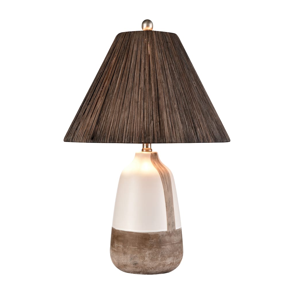 Elk Home Kirkover White Glazed With Woven Rattan Shade Table Lamp
