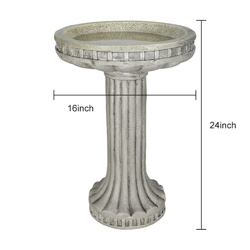 24 Inch Height Modern Outdoor Garden Bird Bath for Lawn Yard Decor