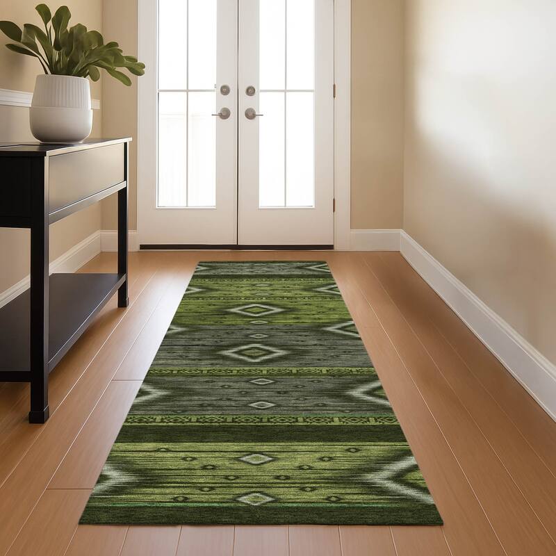 Premium Washable Super Soft Global Boho Mayfield Rug - Aloe - 2'3" x 7'6"
