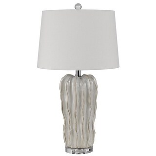 26 Inch Accent Table Lamp, Round Glass Base, White, Clear - Bed Bath ...