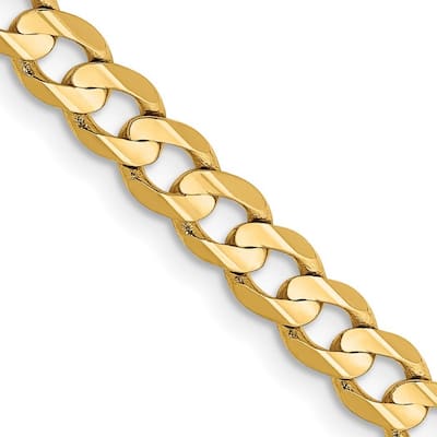 Curata 14k Yellow Gold Solid Polished 4.5mm Open Concave Curb Chain Bracelet Lobster Claw