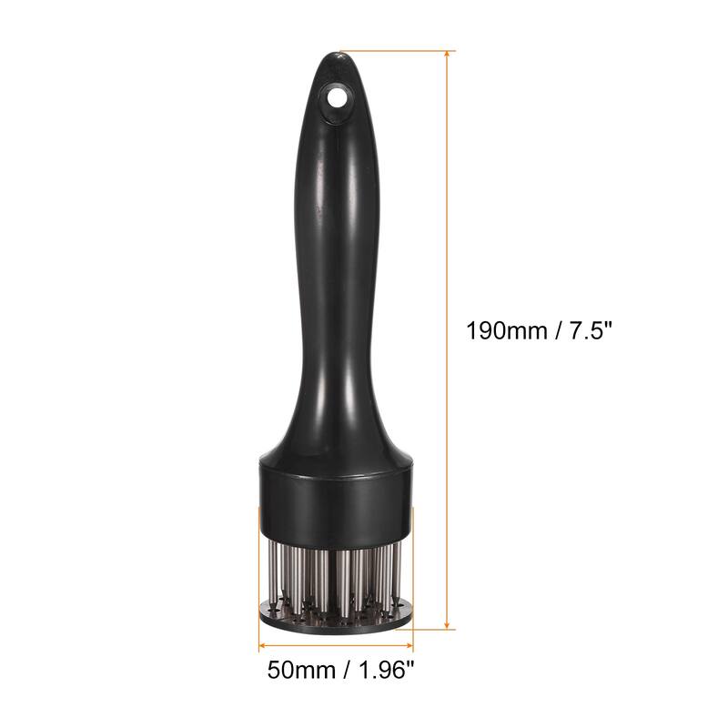 Stainless Steel Meat Tenderizer, Meat Mallet Needle w Plastic Handle - Black - 1 Pack