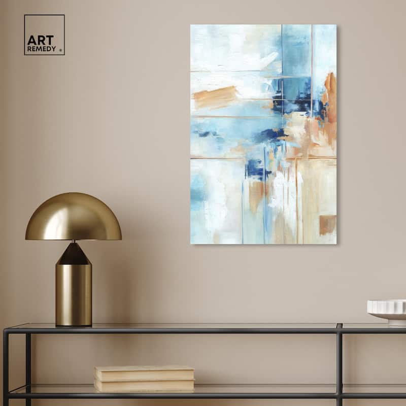 Art Remedy House Of Lines I Gallery Wrapped Blue Abstract 1 Piece Canvas Wall Art
