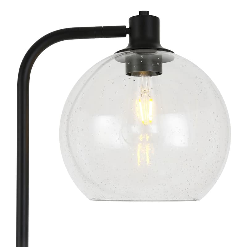 68” Modern Steel Floor Lamp with Frosted Glass Globe Shade and Foot Switch Plug-In Reading Light - 68”H x 18”W x 11”D