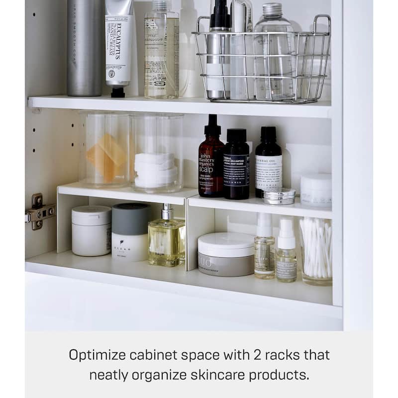 Yamazaki Home Medicine Cabinet Riser - Set of 2, Steel, Holds 4.4 lbs - L 3.15 x W 8.66 x H 3.94 inches