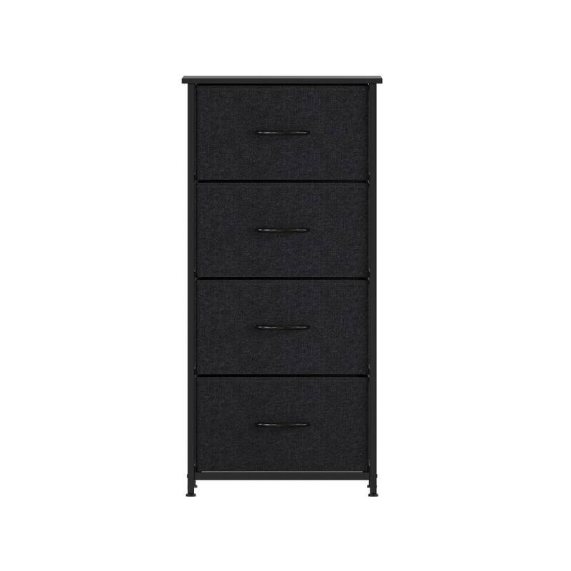 4 Drawer Vertical Storage Dresser-Wood Top & Fabric Pull Drawers