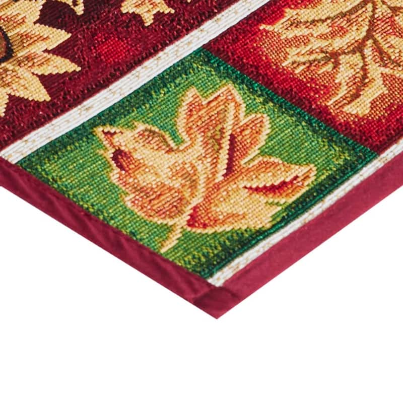 Violet Linen Fall Harvest Collection - Tapestry Pumpkins and Autumn Leaves Design - 19" X 27" Area Rug - 19" x 27"
