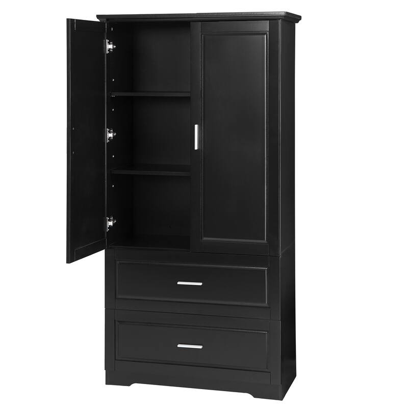 Roomfitters Tall Bathroom Storage Cabinet with Two Doors, Adjustable Shelf and Sleek Modern Frame