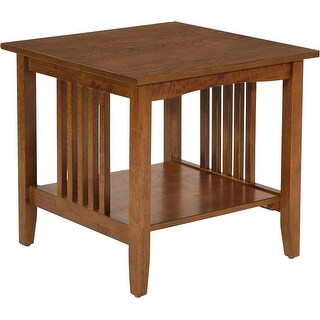 Mission Style End Table with Storage Shelf in Ash Brown, Compact Side ...