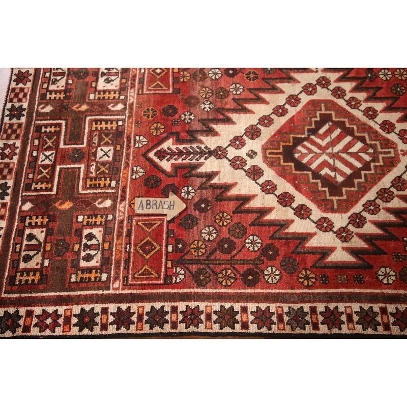 Tribal Qashqai Persian Vintage Area Rug Handmade Wool Carpet - 4'0"x 7'2"
