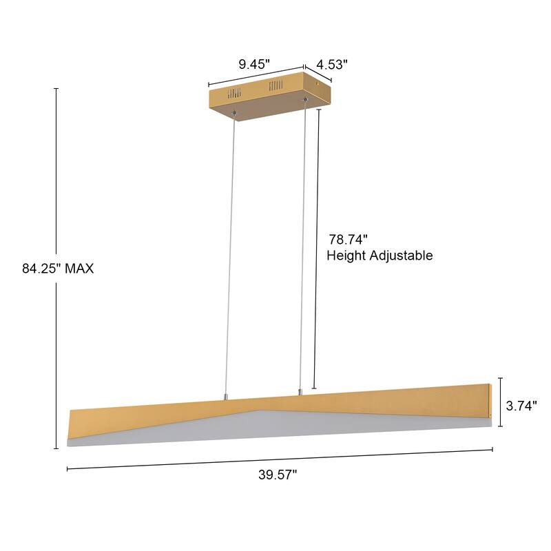 Modern Minimalist Linear LED Pendant Light Adjustable Linear Chandelier - W39.57"