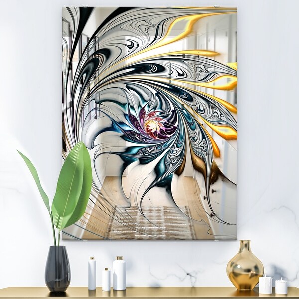 Designart White Stained Glass Floral Art Accent Mirror White On Sale Overstock 28022067
